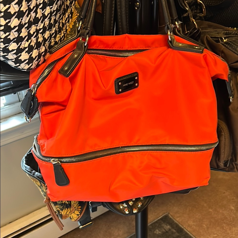Nine West Orange and Black Tote with Sporty Design